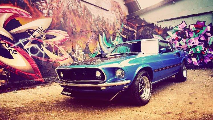 Ford Mustang Mach 1, Muscle Cars, Car, Ford, Ford Mustang, Shelby GT500, Blue Cars, Graffiti HD Wallpaper Desktop Background