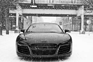 snow, Car, Monochrome, R8, Audi