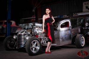 women, Car, Redhead, Open toed Shoes, Lucky Devil, Women With Cars, Old Car