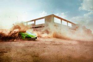 car, Dust, Lamborghini, Racing
