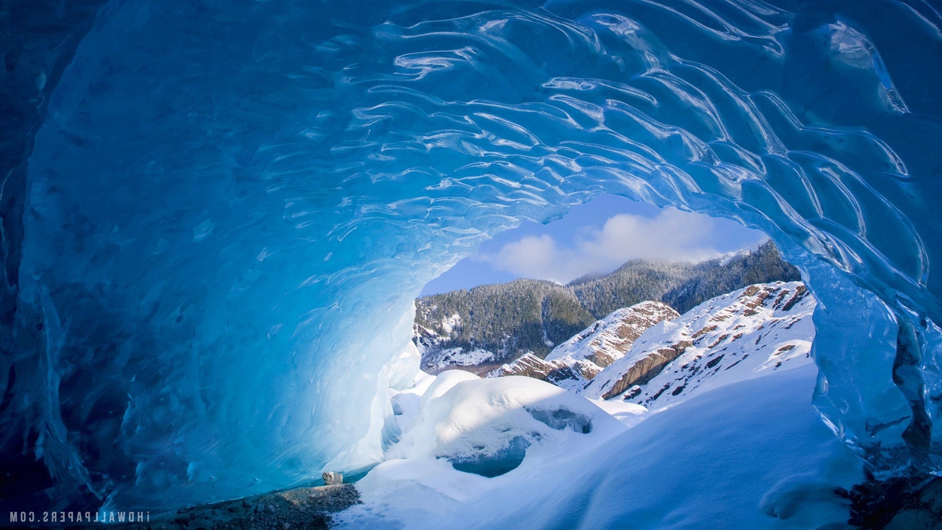 landscape, Ice, Cave Wallpaper