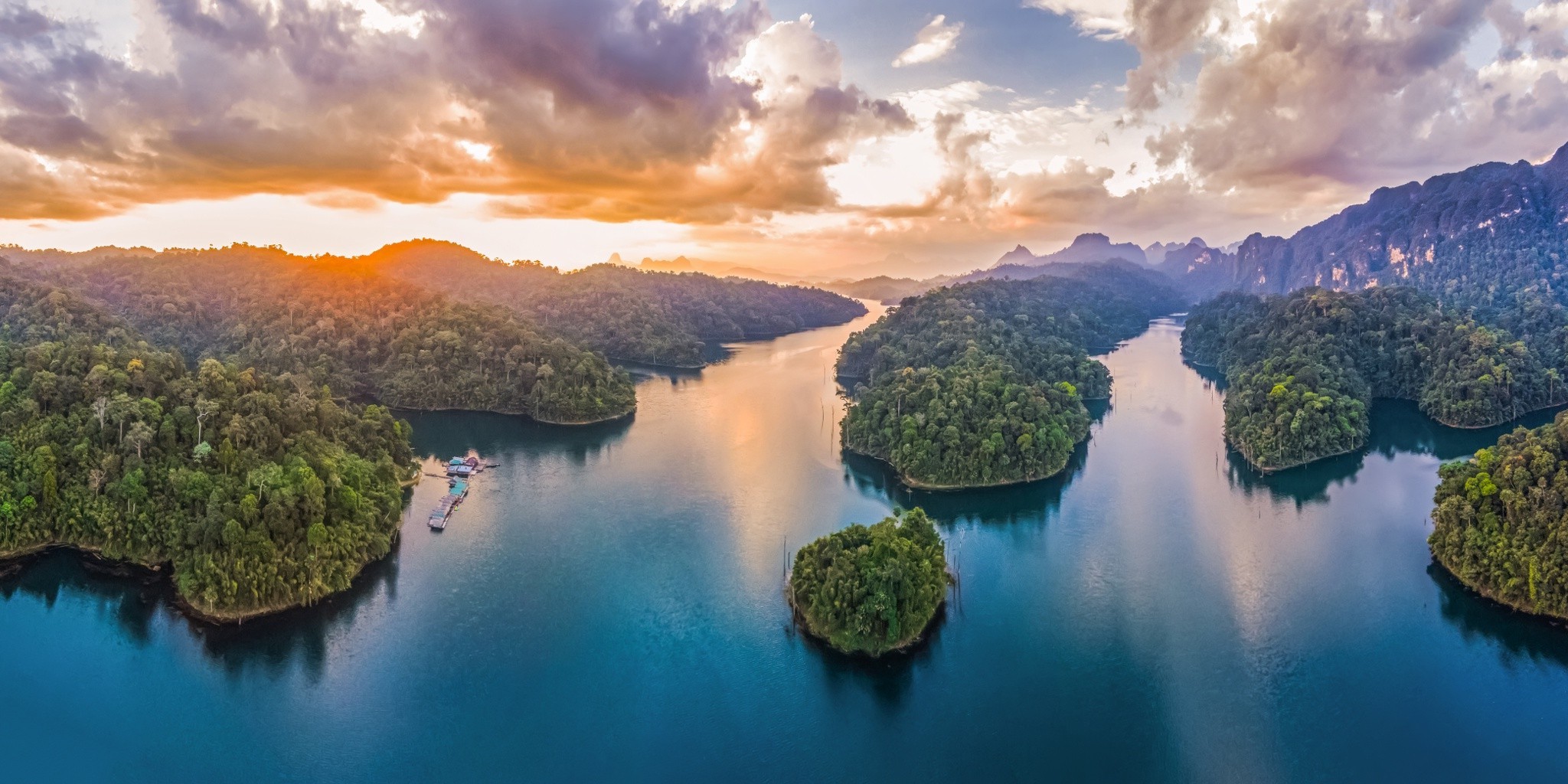 lake, Sunset, Thailand, Clouds, Island, Forest, Mountain, Water, Turquoise, Nature, Tropical, Landscape Wallpaper