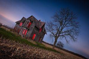 scarry, House, Landscape, Field