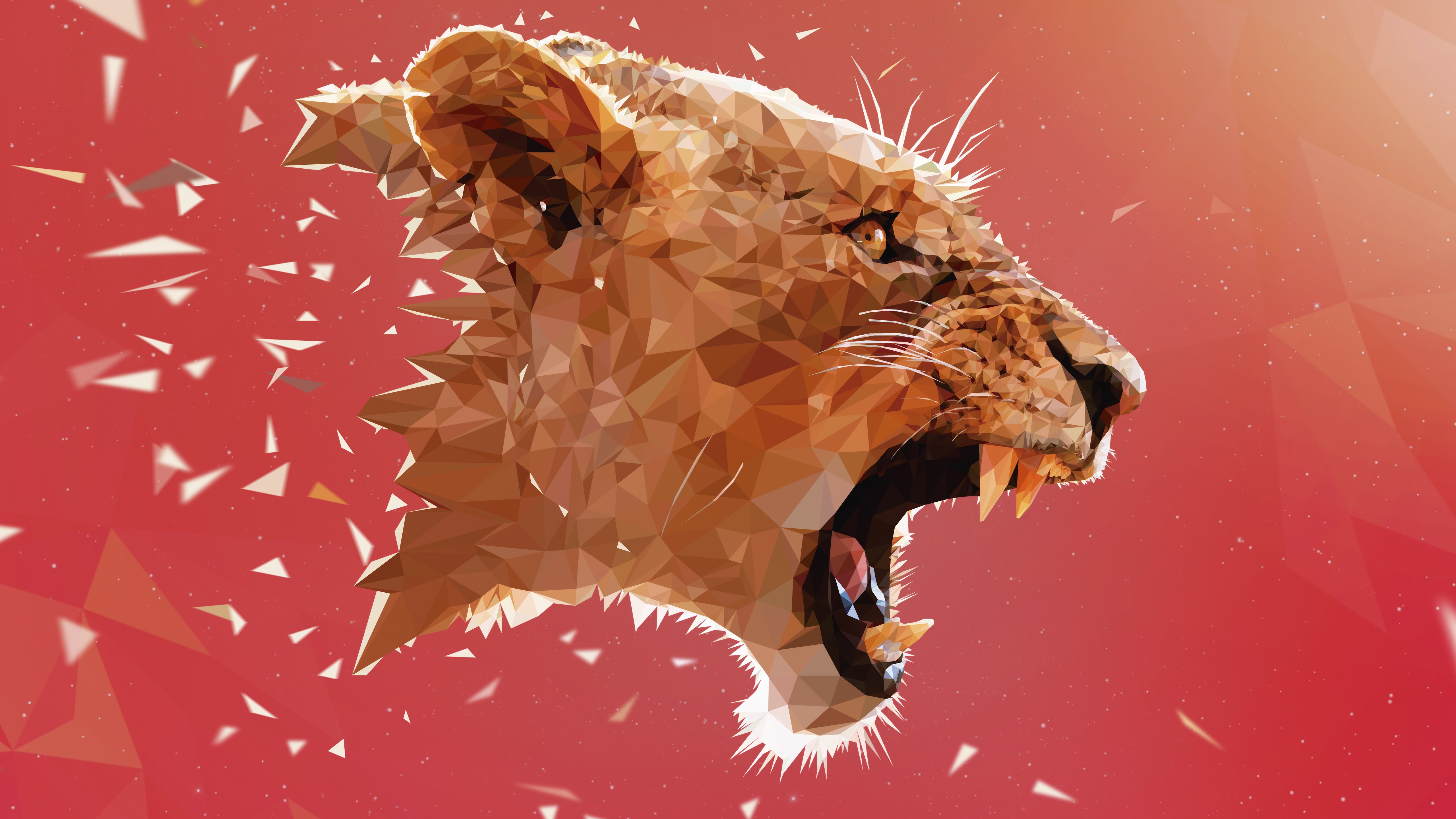 lion, Adobe Illustrator, Animals, Low Poly, Digital Art, Artwork, Pink