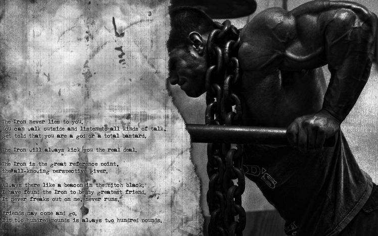 bodybuilding, Working Out, Sports, Monochrome, Quote HD Wallpaper Desktop Background