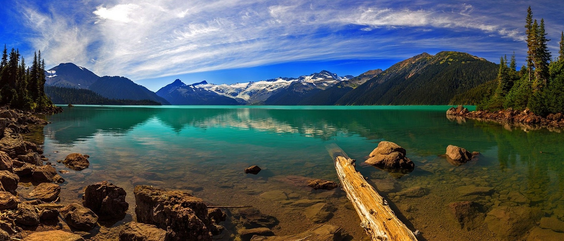 lake, British Columbia, Canada, Mountain, Forest, Clouds, Turquoise, Snowy Peak, Summer, Nature, Blue, White, Panoramas, Water, Landscape Wallpaper