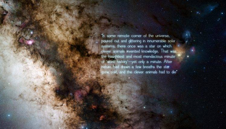 universe, Space, Stars, Quote, Friedrich Nietzsche, Philosophy HD Wallpaper Desktop Background