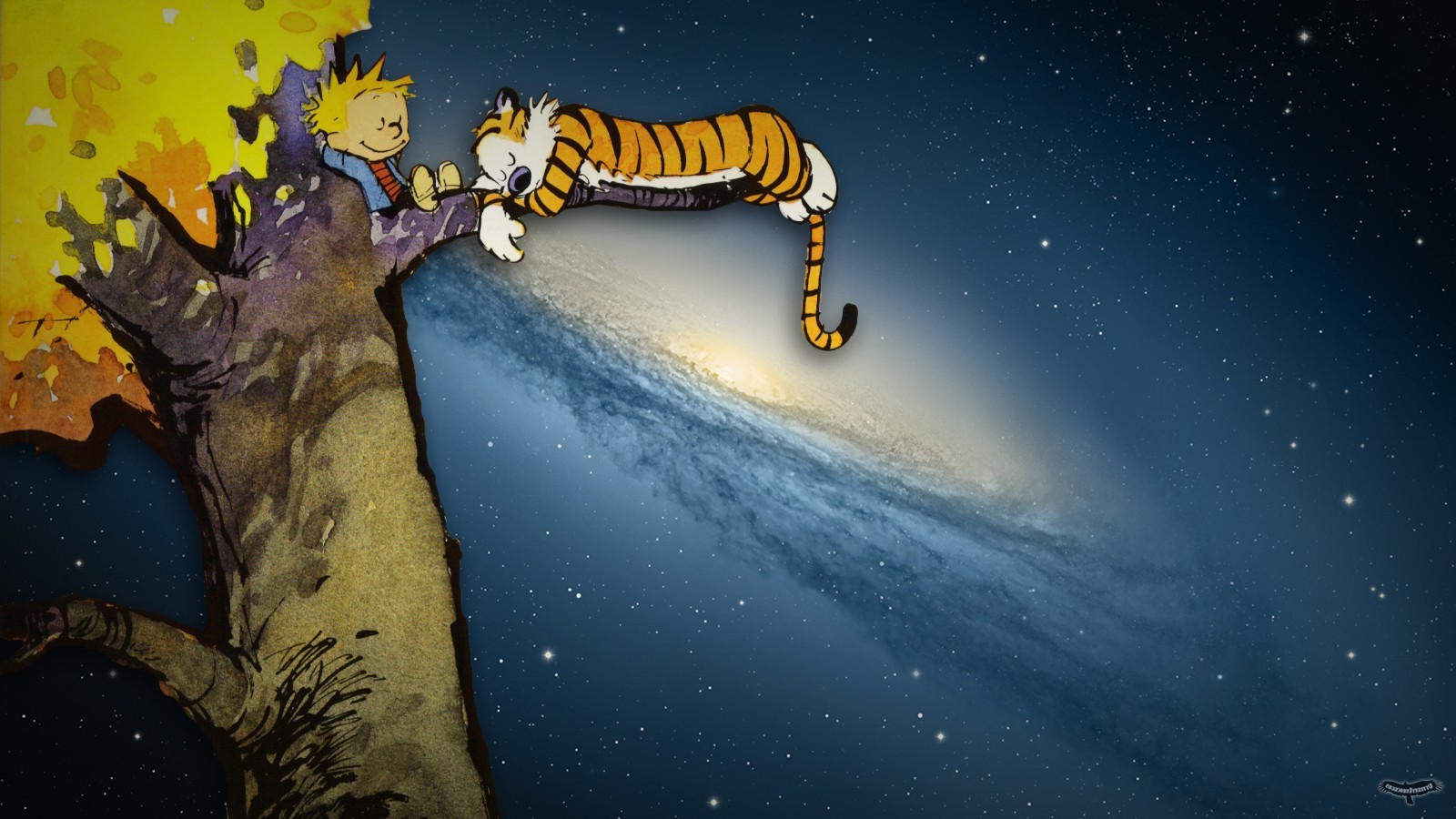 Calvin And Hobbes, Galaxy, Drawing Wallpaper