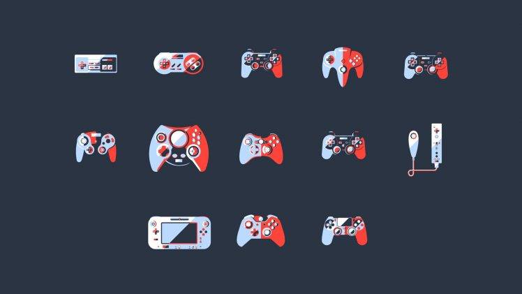 video Games, Controllers, Simple Background, PlayStation, Xbox, Nintendo Entertainment System, Minimalism, Dreamcast, SNES, N64, GameCube HD Wallpaper Desktop Background