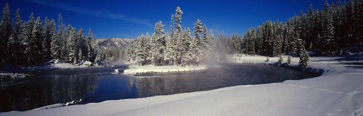 landscape, Lake, Snow, Forest HD Wallpaper Desktop Background