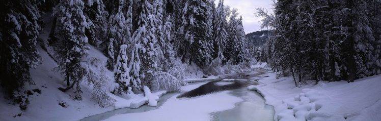 landscape, Ice, River, Snow, Forest, Nature HD Wallpaper Desktop Background