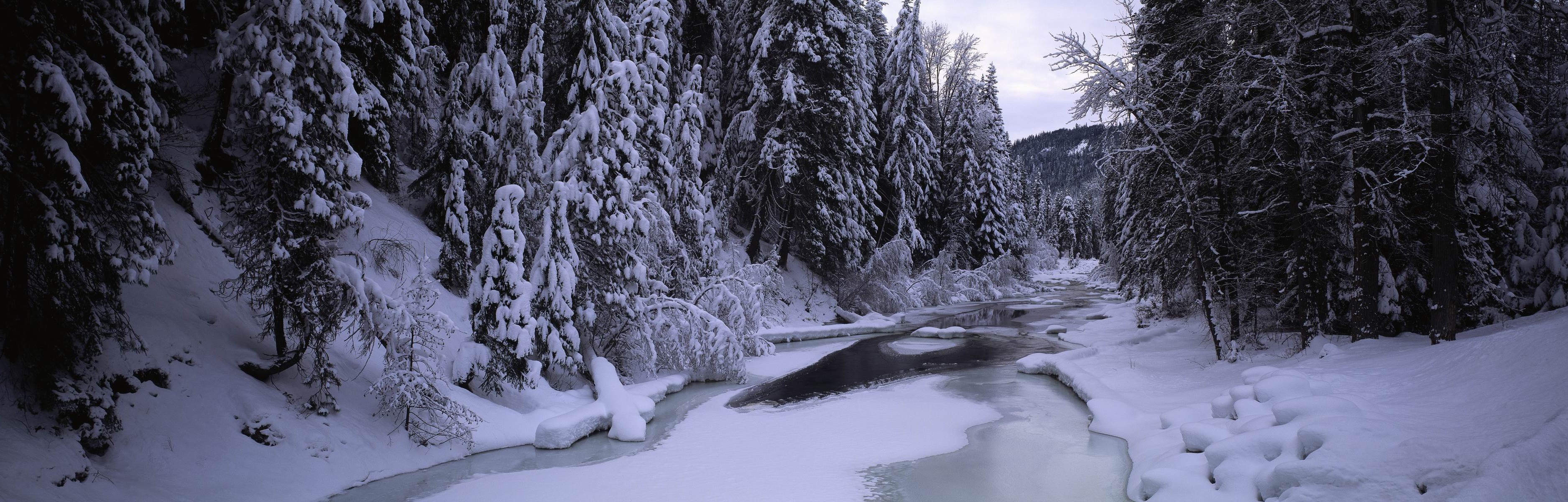 landscape, Ice, River, Snow, Forest, Nature Wallpaper