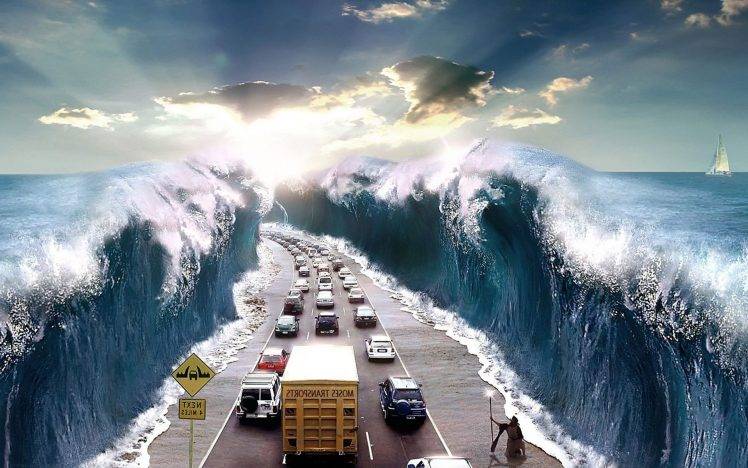 Moses, Humor, Car, Sea, Road HD Wallpaper Desktop Background