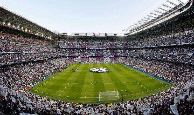 Santiago Bernabeu Stadium, Real Madrid, Champions League, Soccer Pitches HD Wallpaper Desktop Background