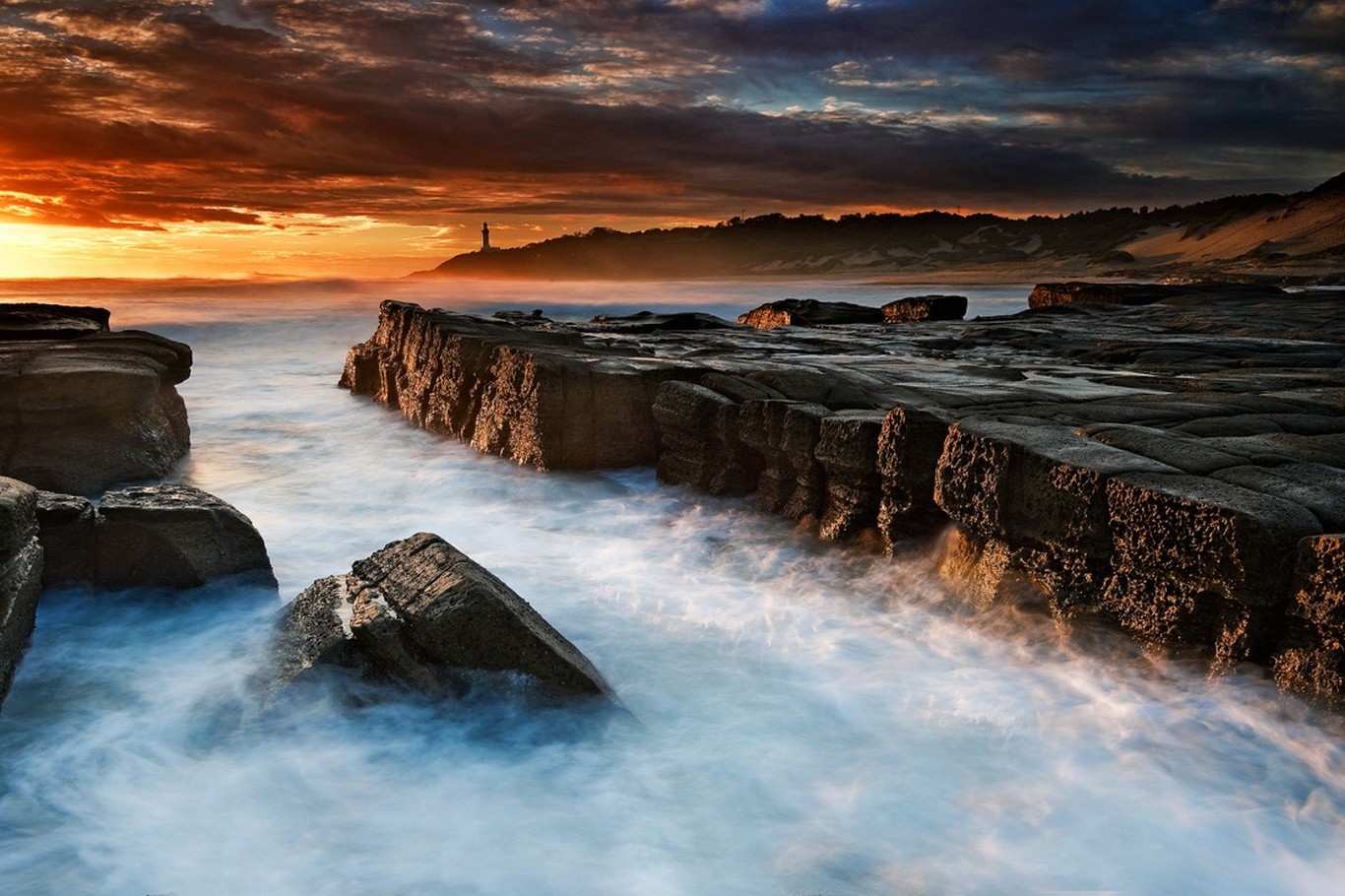 sunset, Cliff, Sea, Clouds, Beach, Hill, Nature, Landscape, Rock Wallpaper