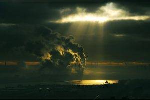 smoke, Netherlands, Sunbeams, Clouds, River, Smog, City, Landscape, Pollution