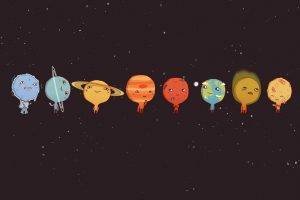 space, Sun, Pluto, Venus, Mercury, Earth, Mars, Moon, Solar System, Minimalism