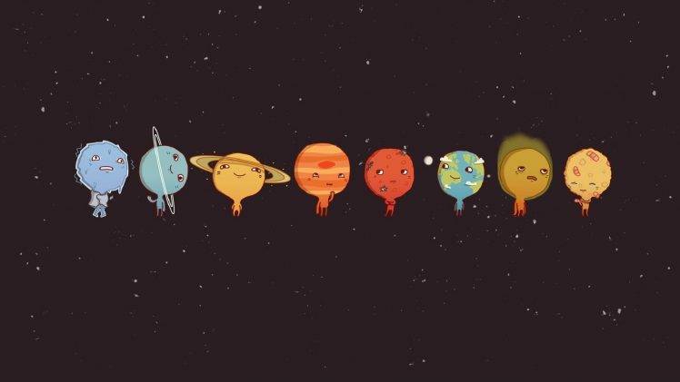 space, Sun, Pluto, Venus, Mercury, Earth, Mars, Moon, Solar System, Minimalism HD Wallpaper Desktop Background