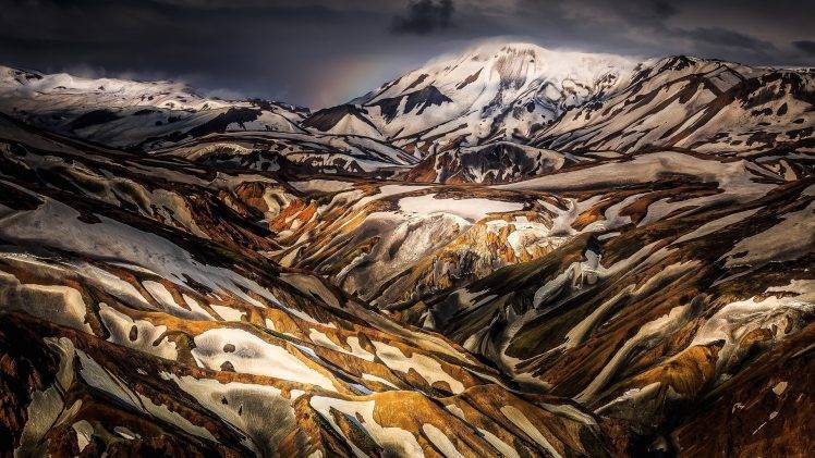 nature, Landscape, Mountain, Clouds, Snow, Rainbows, Rock HD Wallpaper Desktop Background
