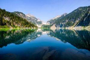 water, Reflection, Lake, Mountain, Forest, Blue, Peaceful, Nature, Landscape