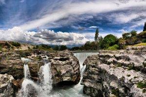 landscape, Nature, Waterfall, Clouds, River