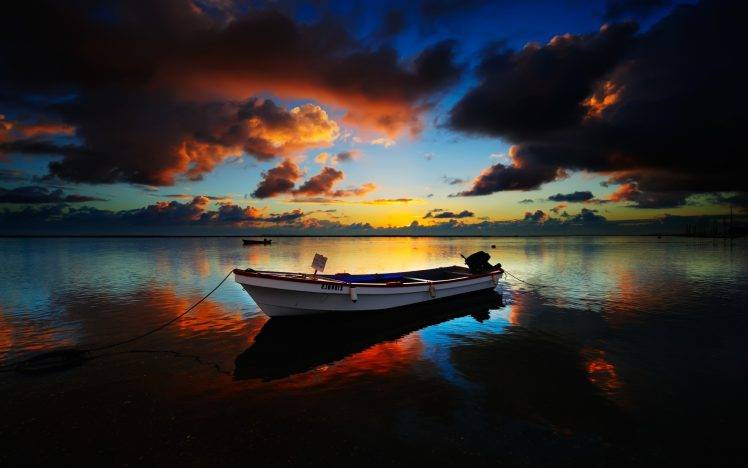 landscape, Nature, Boat, Sunset HD Wallpaper Desktop Background