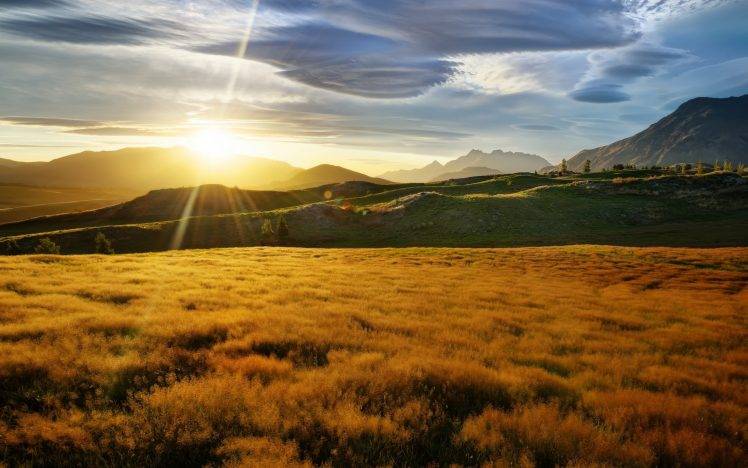 landscape, Field, Sunset HD Wallpaper Desktop Background
