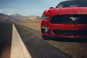 car, Muscle Cars, Ford, Ford Mustang, GT, Red, Road, Landscape, Xenon, Red Cars