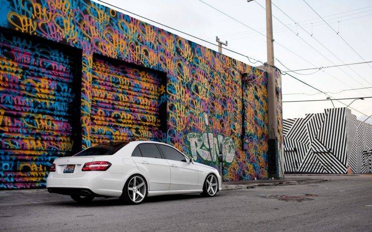 car, Mercedes Benz, Mercedes Benz E Class, Graffiti, Vossen HD Wallpaper Desktop Background
