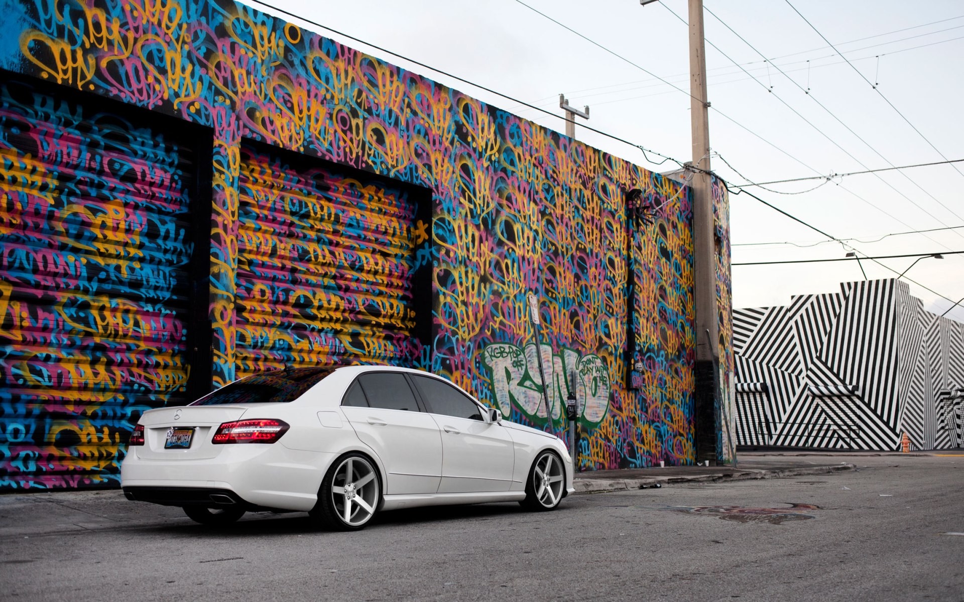 car, Mercedes Benz, Mercedes Benz E Class, Graffiti, Vossen Wallpaper