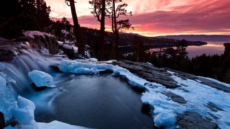 nature, Landscape, Sunset, Winter, Snow HD Wallpaper Desktop Background