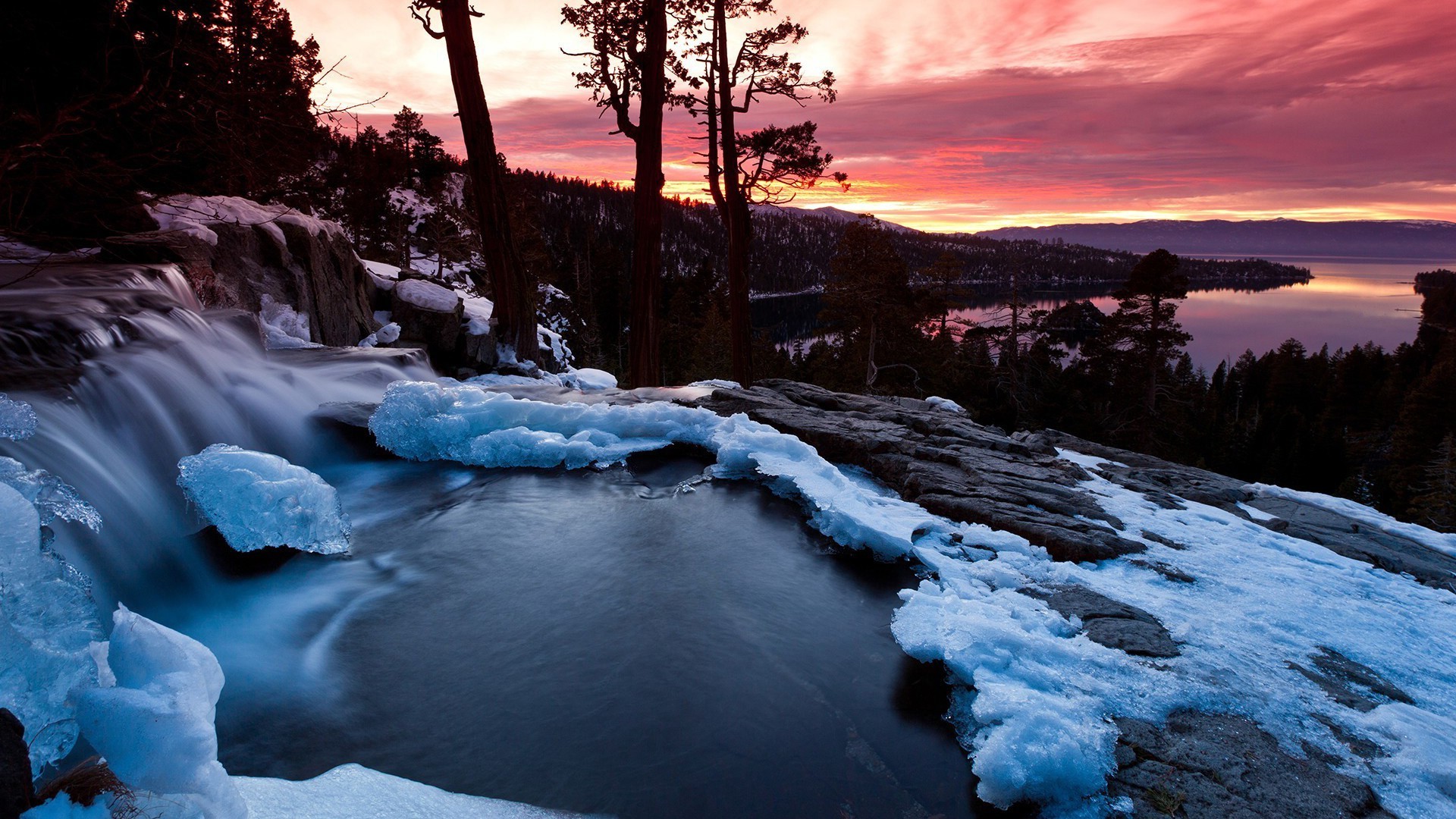 nature, Landscape, Sunset, Winter, Snow Wallpaper