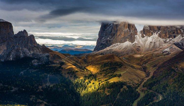mountain, Forest, Clouds, Valley, Sunlight, Nature, Landscape HD Wallpaper Desktop Background