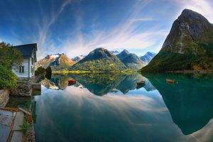 mountain, Lake, Reflection