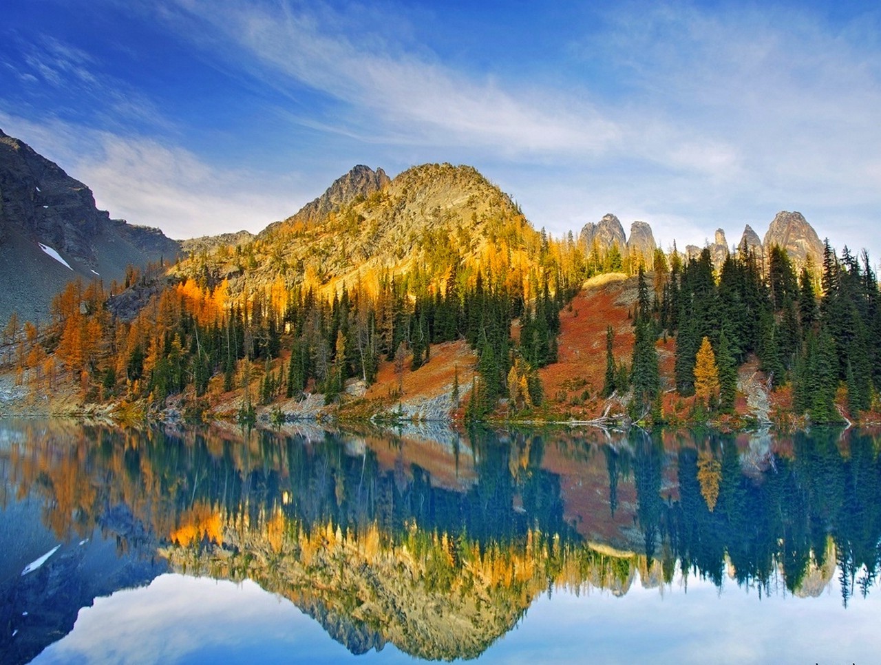 blue, Lake, Reflection, Washington State, Sunlight, Mountain, Forest ...