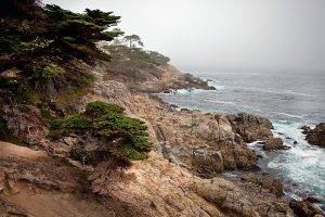 nature, Landscape, Sea, HDR, Cliff, Waves, Mist