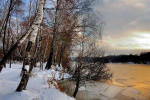 nature, Landscape, Snow, Ice, Trees, River