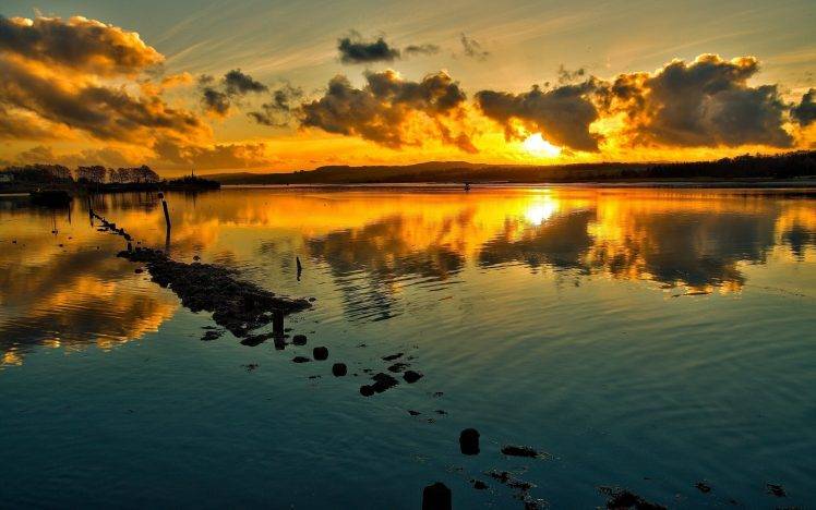 nature, Landscape, Sunset, Lake, Reflection HD Wallpaper Desktop Background