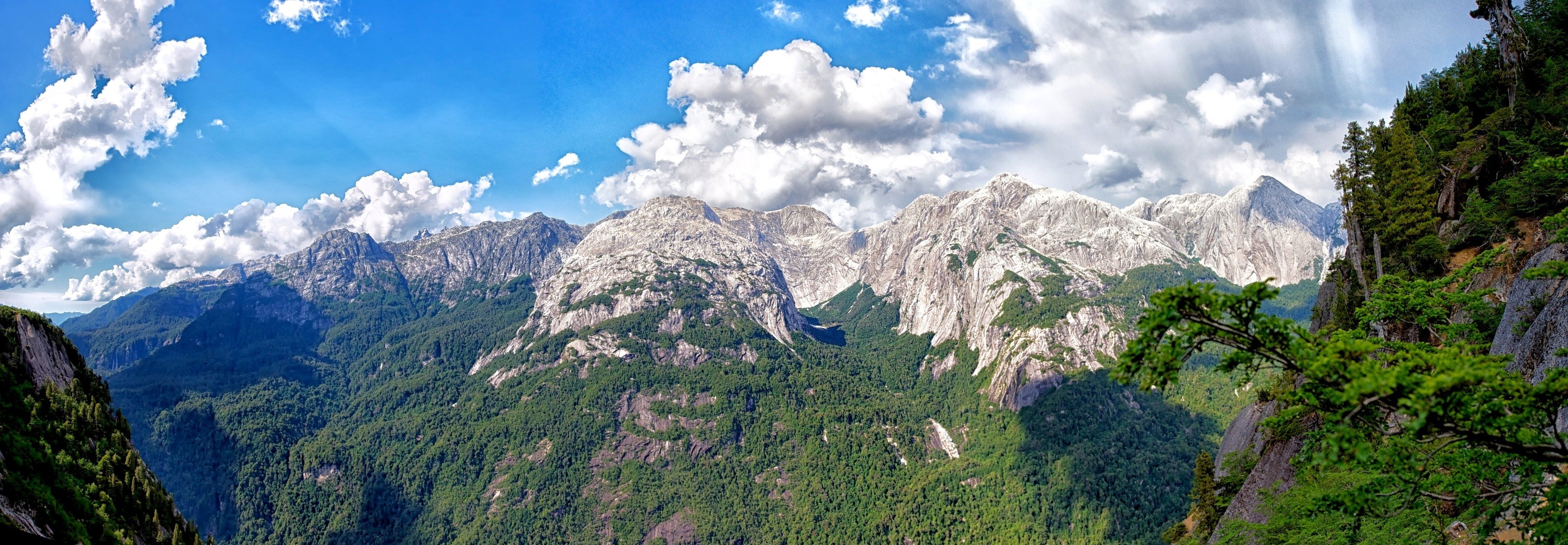 mountain, Panoramas, Forest, Clouds, Chile, Valley, Cliff, Summer, Nature, Landscape Wallpaper