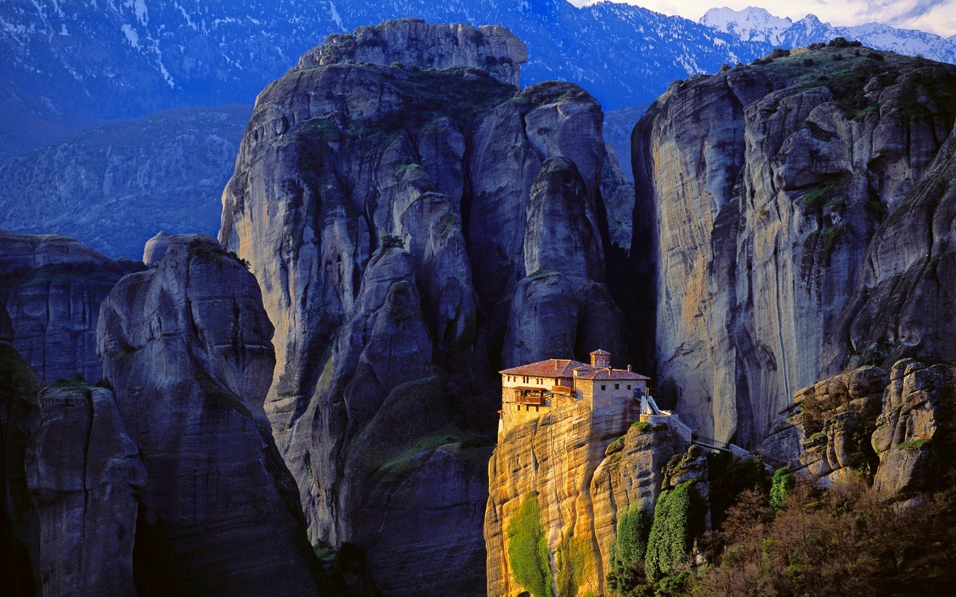 monastery, Mountain, Cliff, Rock, Greece, Sunlight, Nature, Landscape Wallpaper