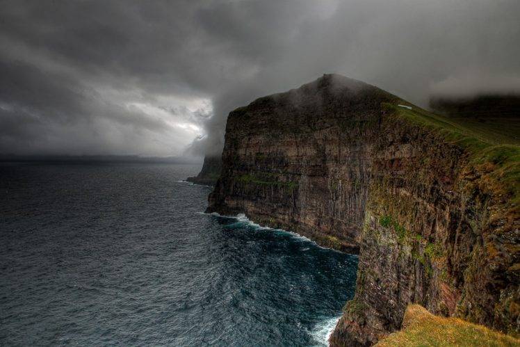 faroe Islands, Sea, Clouds, Coast, Cliff, Water, Nature, Landscape HD Wallpaper Desktop Background