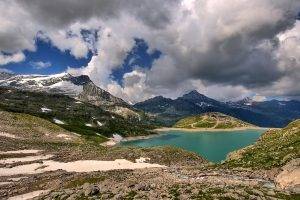 nature, Landscape, Lake, Mountain, Clouds