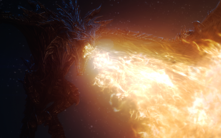 The Elder Scrolls V: Skyrim, Fire, Dragon HD Wallpaper Desktop Background