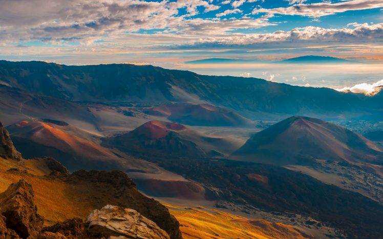 mountain, Volcano, Clouds, Maui, Hawaii, Nature, Landscape HD Wallpaper Desktop Background