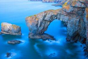 cliff, Sea, Wales, Coast, Bridge, Erosion, Cave, Sunrise, Rock, Nature, Landscape