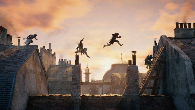 Assassins Creed, Video Games, Rooftops, Parkour, Sequence Photography HD Wallpaper Desktop Background