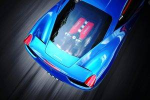 Ferrari, Car, Engines, Ferrari 458 Italia, Birds Eye View, Blue Cars