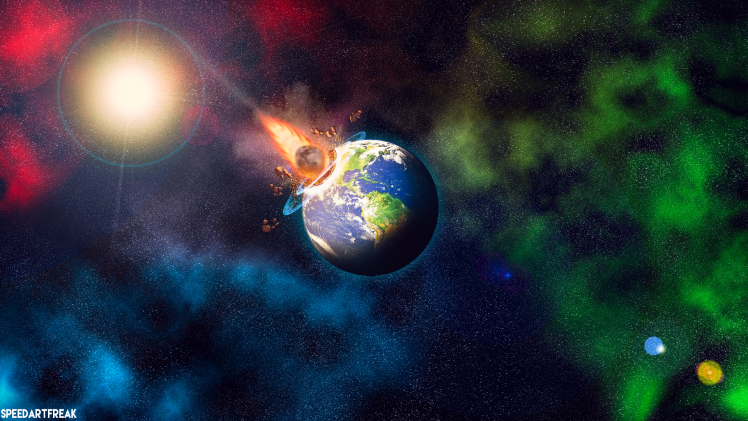 Earth, Space, Moon, Universe, RGB, Photoshopped, Adobe Photoshop HD Wallpaper Desktop Background