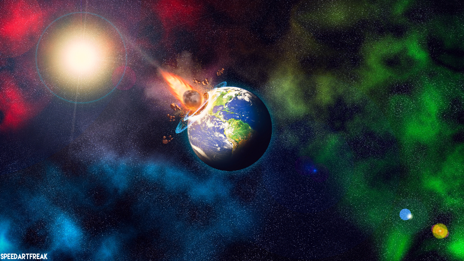 Earth, Space, Moon, Universe, RGB, Photoshopped, Adobe Photoshop Wallpaper