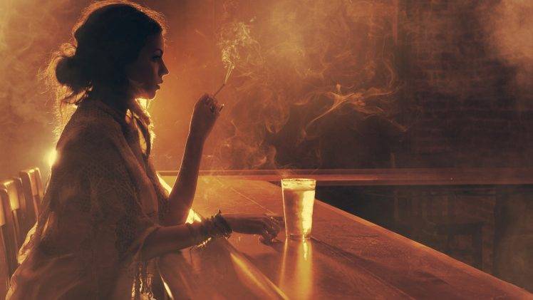 women, Smoking, Beer, Smoke HD Wallpaper Desktop Background